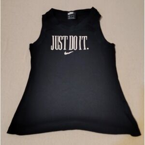 Nike Just Do It Black Tank Top‎ Women's Size Medium Athletic Workout Gym 1